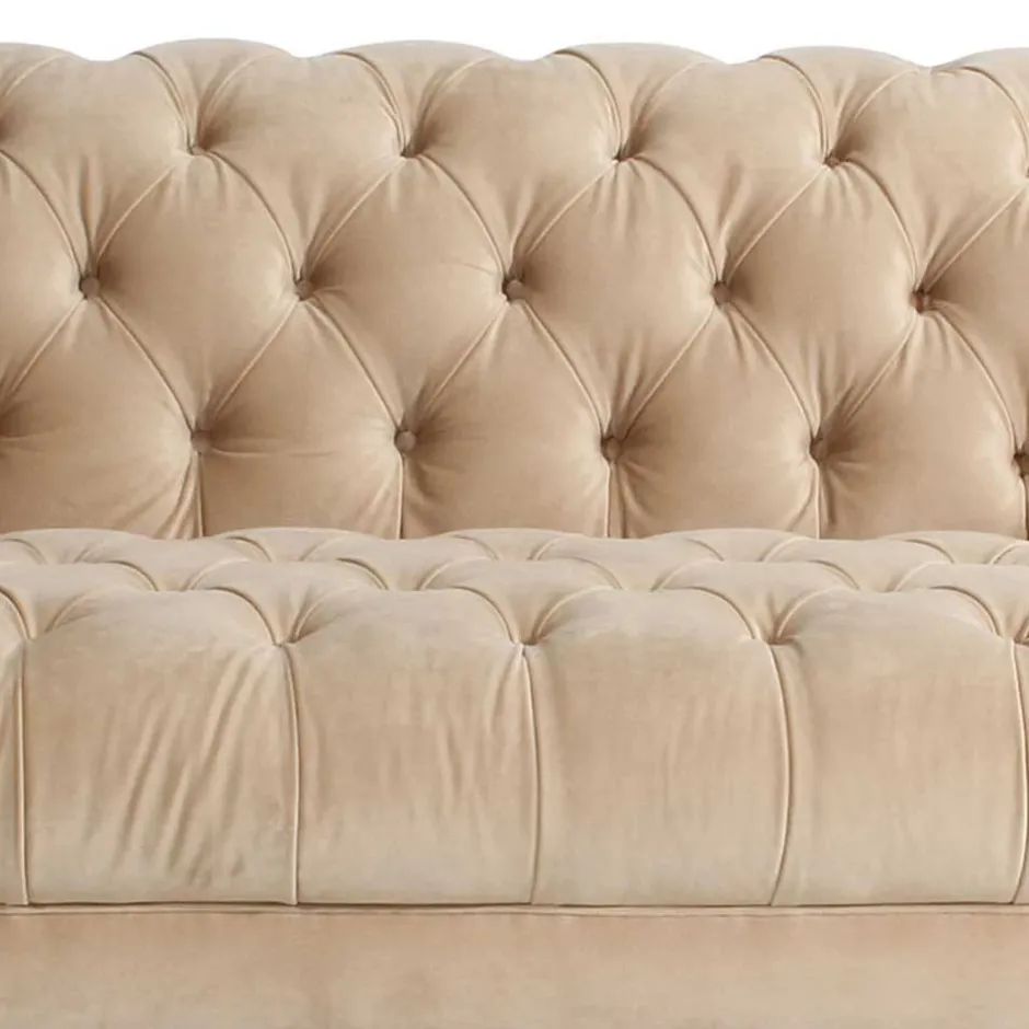 Wohnzimmercouch|3 Sitzer Sofa*Pharao24 Couch Samtvelours Beige Segin