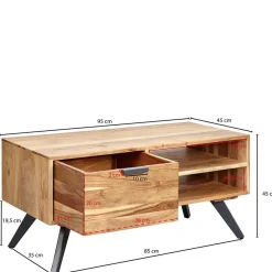 Massivholztische|Wohnzimmertisch*Pharao24 Couchtisch Bordeaux