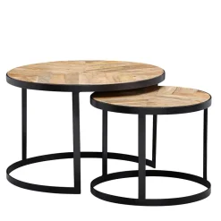 Wohnzimmertisch|Massivholztische*Pharao24 Couchtisch Set rund Endrov