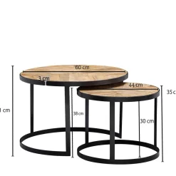 Wohnzimmertisch|Massivholztische*Pharao24 Couchtisch Set rund Endrov