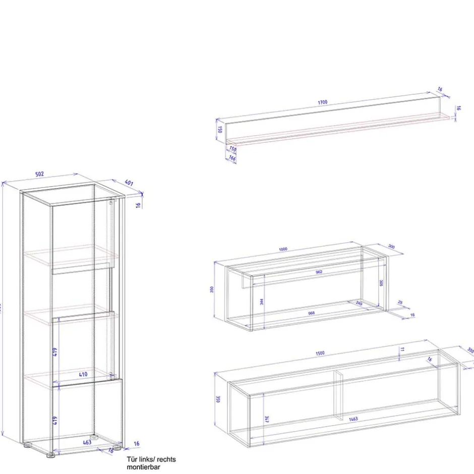 Pharao24 Design Wohnwand mit Schreibtisch Rascian> Moderne Wohnwände|Wohnwand 300 Cm