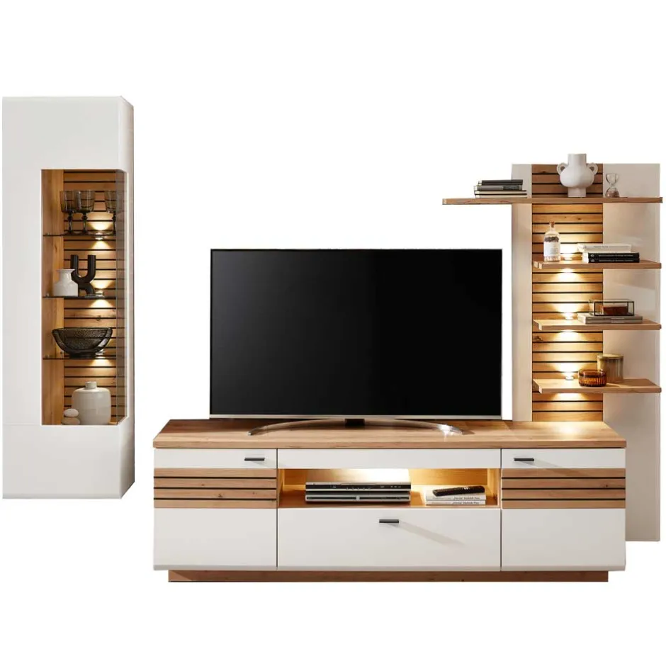 Pharao24 Design Wohnwand zweifarbig Luzie> Wohnwand 250 Cm|Moderne Wohnwände