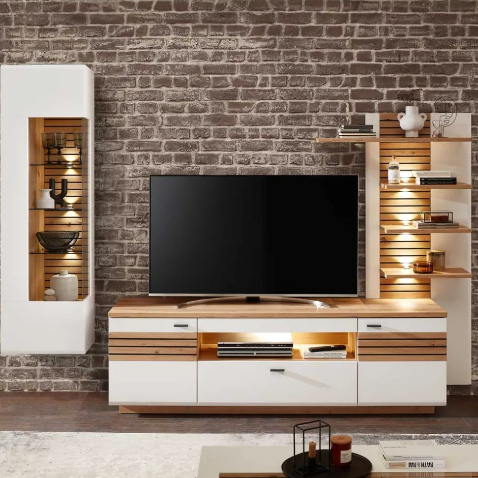 Pharao24 Design Wohnwand zweifarbig Luzie> Wohnwand 250 Cm|Moderne Wohnwände