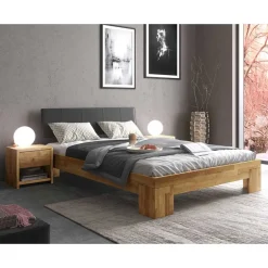 Massivholzbetten*Pharao24 Doppel Bett mit Konsolen Lilith