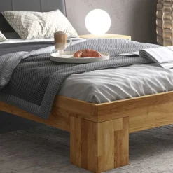 Massivholzbetten*Pharao24 Doppel Bett mit Konsolen Lilith