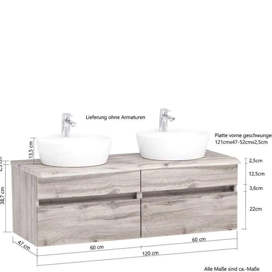 Pharao24 Doppel Waschplatz Set Kropenia> Badmöbel Sets