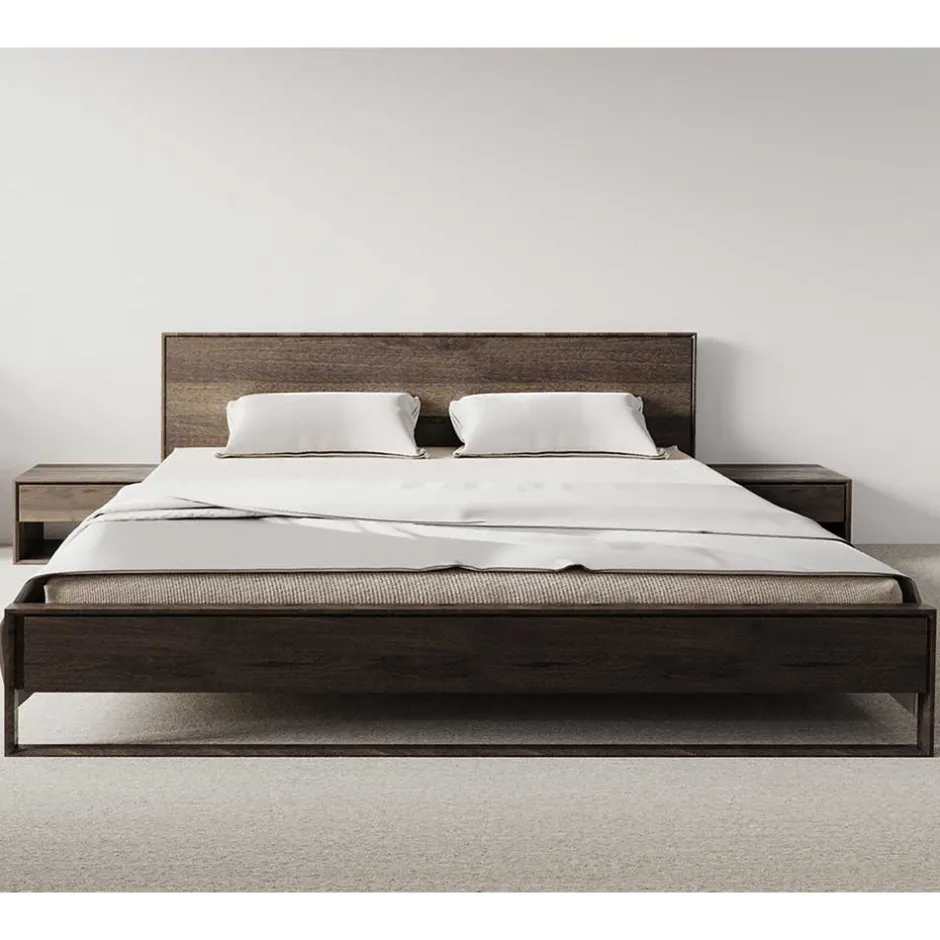 Massivholzbetten*Pharao24 Doppelbett Eiche Rauchfarben Azenta