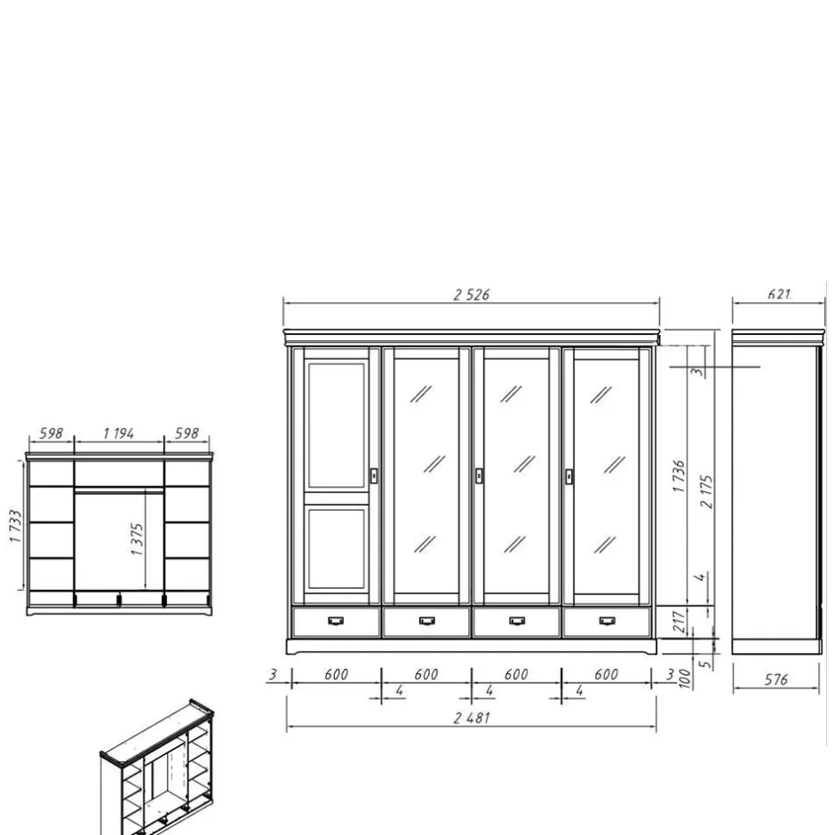 Massivholzmöbel|Drehtürenschränke*Pharao24 Drehtürenschrank Aluko