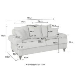 Polstermöbel|Wohnzimmercouch*Pharao24 Dreisitzer Couch Mallorca