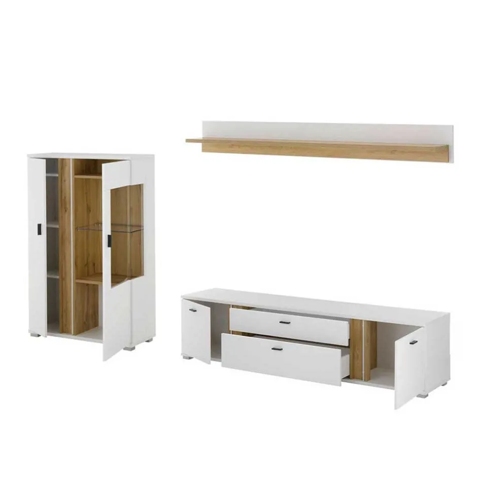 Wohnwand 300 Cm|Moderne Wohnwände*Pharao24 Dreiteilige Wohnwand Luzillo