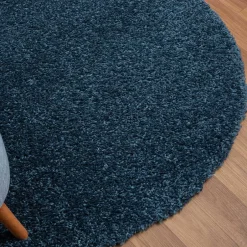 Teppiche*Pharao24 Dunkelblauer Shaggy Teppich Albert