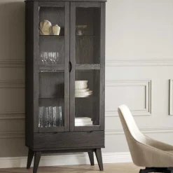 Pharao24 Dunkelbraune Vitrine Bull> Vitrinenschrank|Wohnzimmervitrinen