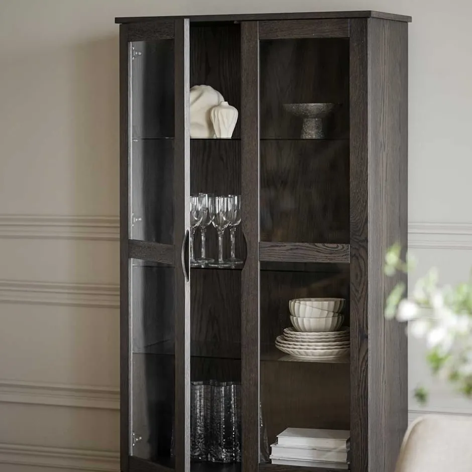 Pharao24 Dunkelbraune Vitrine Bull> Vitrinenschrank|Wohnzimmervitrinen