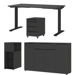 Büromöbel Sets*Pharao24 Dunkelgraues Büromöbelset Abby