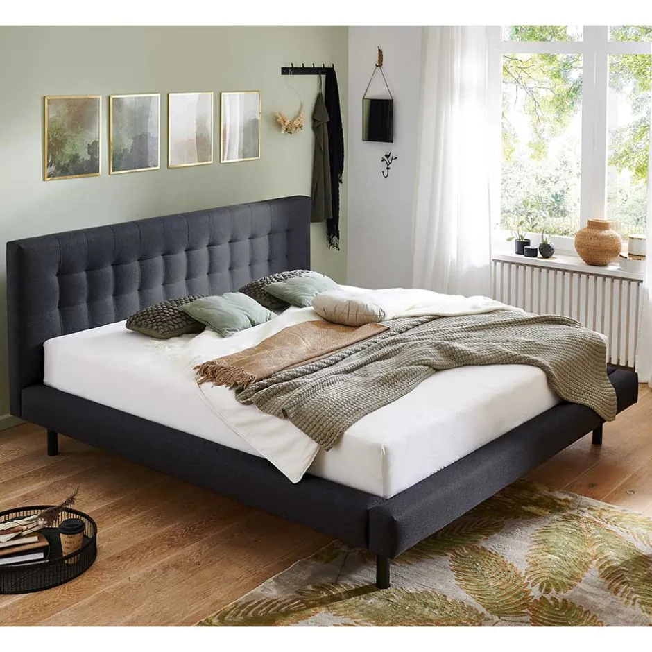 Pharao24 Dunkelgraues Polsterbett Vilarila> Polsterbetten