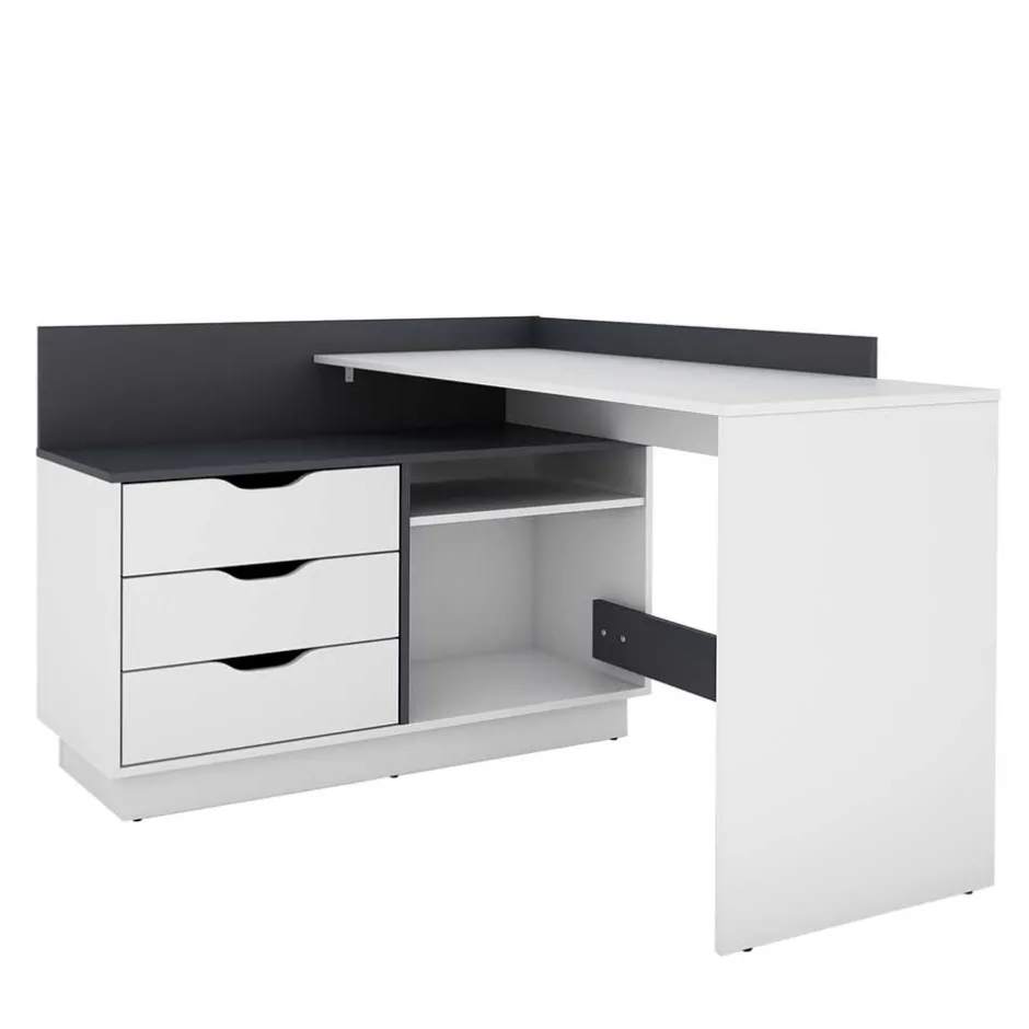 Computertische|Jugendschreibtische*Pharao24 Eckschreibtisch mit Schubladen Dori