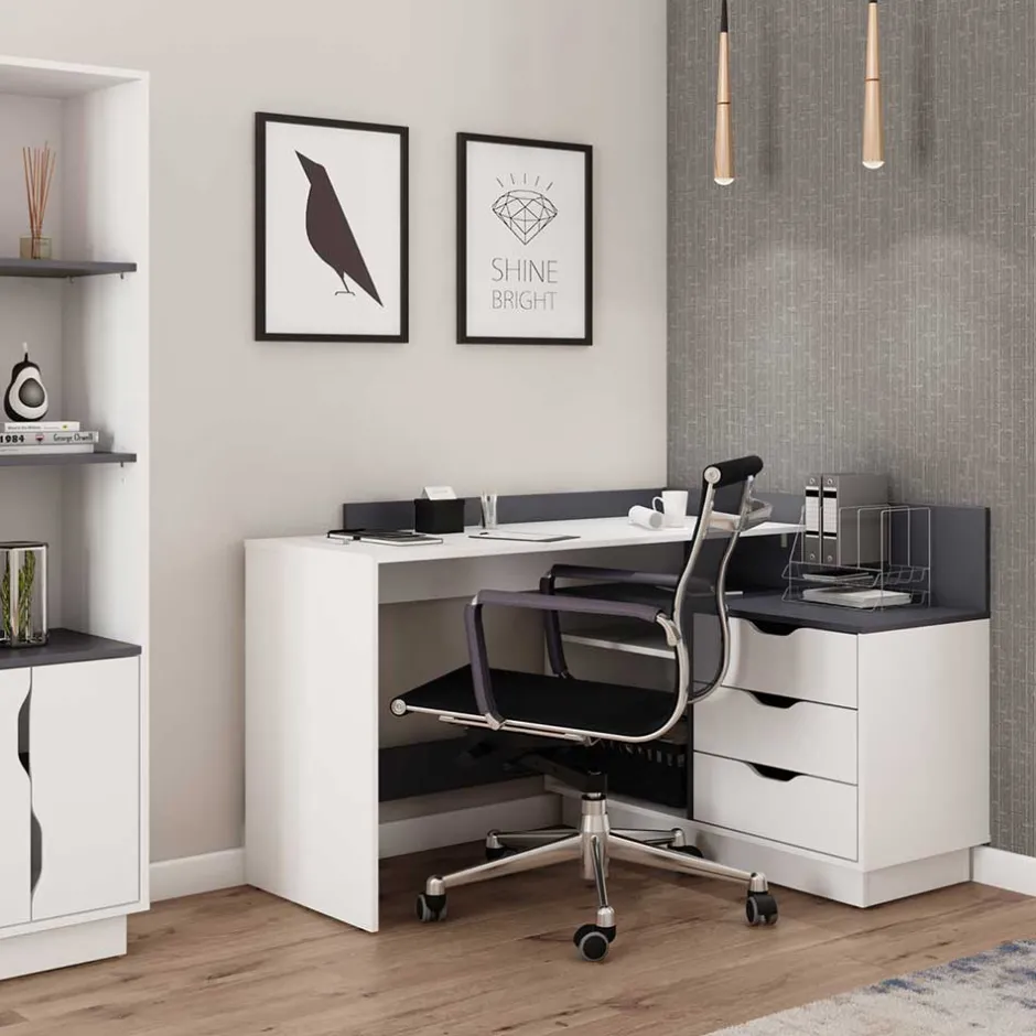 Computertische|Jugendschreibtische*Pharao24 Eckschreibtisch mit Schubladen Dori