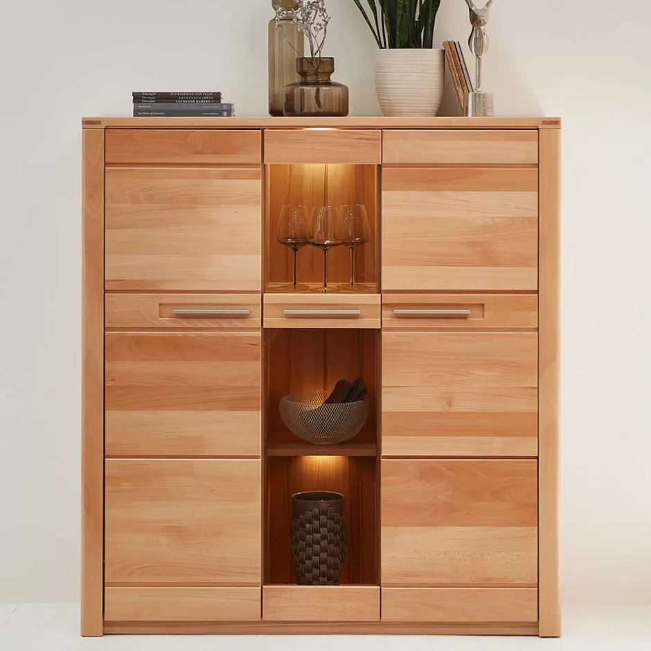 Pharao24 Esszimmer Highboard Dressed> Massivholzmöbel|Wohnzimmerkommoden