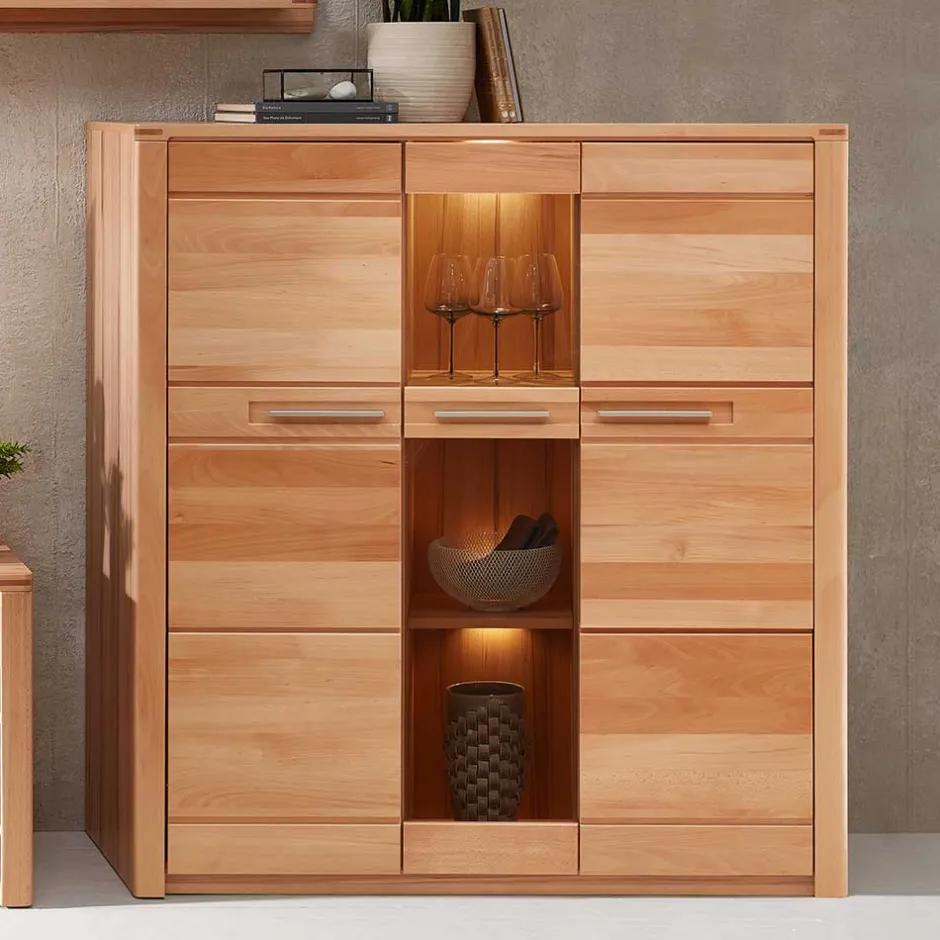 Pharao24 Esszimmer Highboard Dressed> Massivholzmöbel|Wohnzimmerkommoden