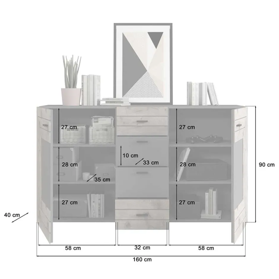 Küchenkommode|Esszimmerkommoden*Pharao24 Esszimmersideboard Contreros