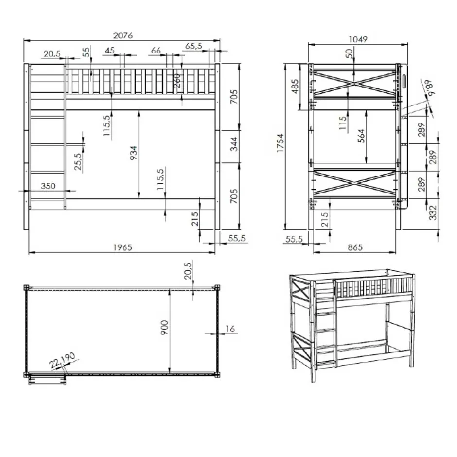 Pharao24 Etagen Hochbett Milarin> Massivholzbetten|Funktionsbetten