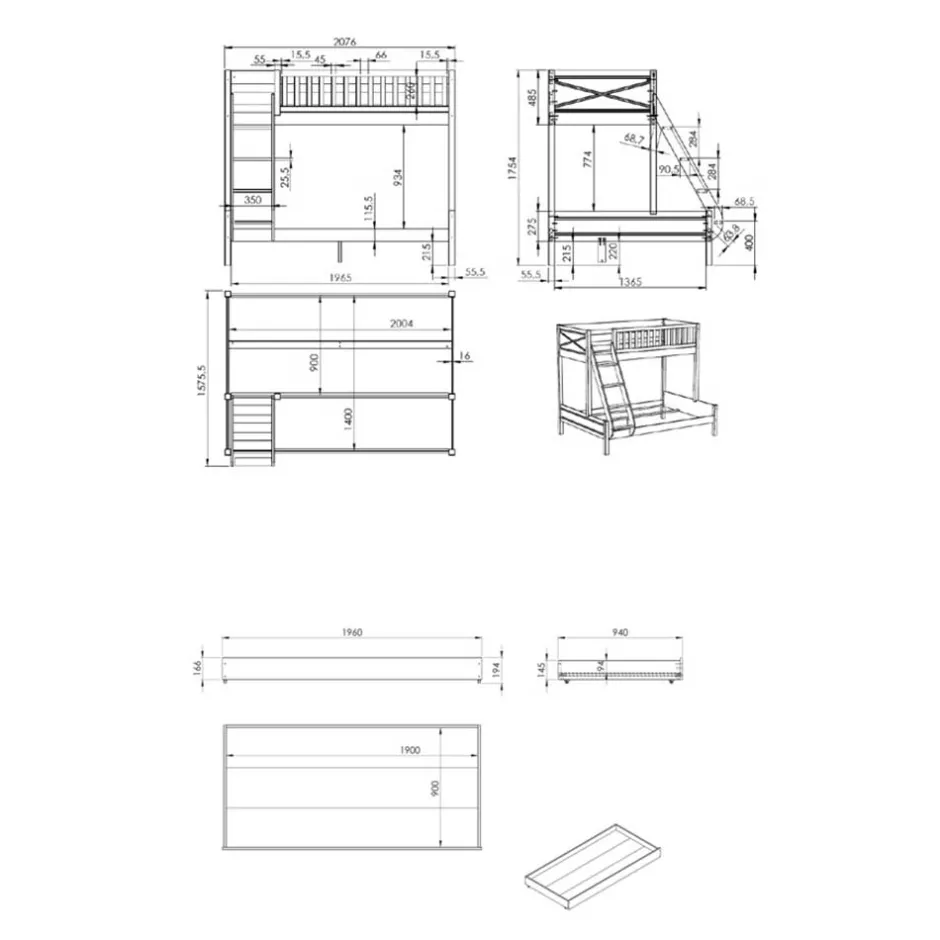 Pharao24 Etagenbett mit Schublade Gloma> Funktionsbetten|Schubkastenbetten