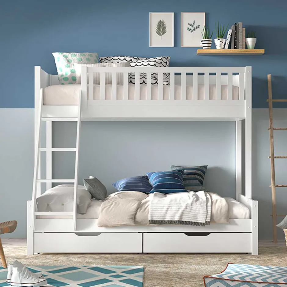 Pharao24 Etagenbett Weiß Vorenza> Funktionsbetten|Schubkastenbetten
