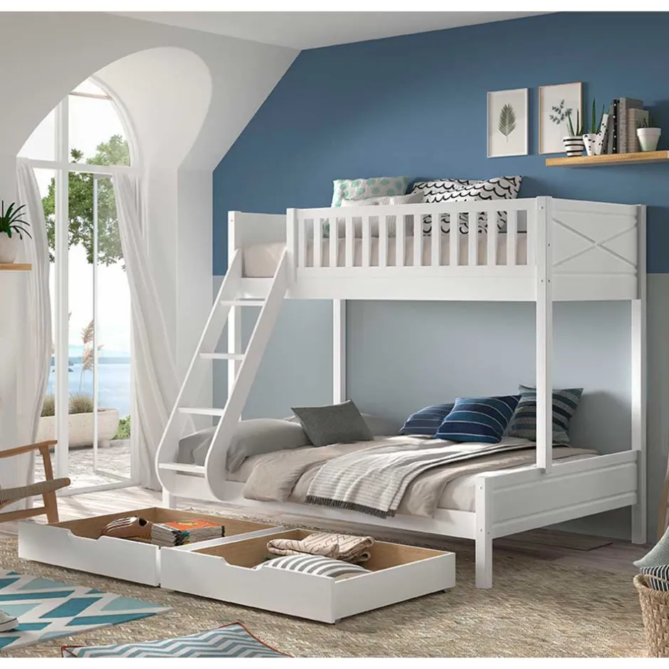 Pharao24 Etagenbett Weiß Vorenza> Funktionsbetten|Schubkastenbetten