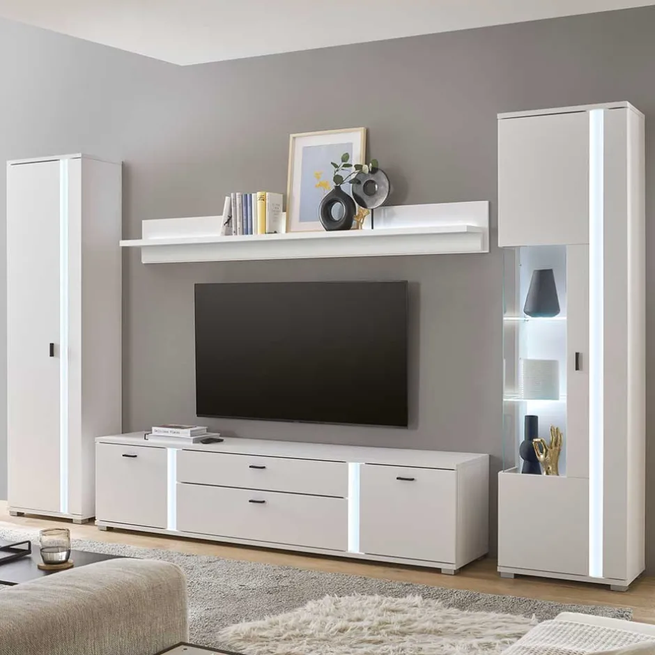 Pharao24 Fernseher Schrankwand Constantin> Wohnwand 300 Cm|Moderne Wohnwände