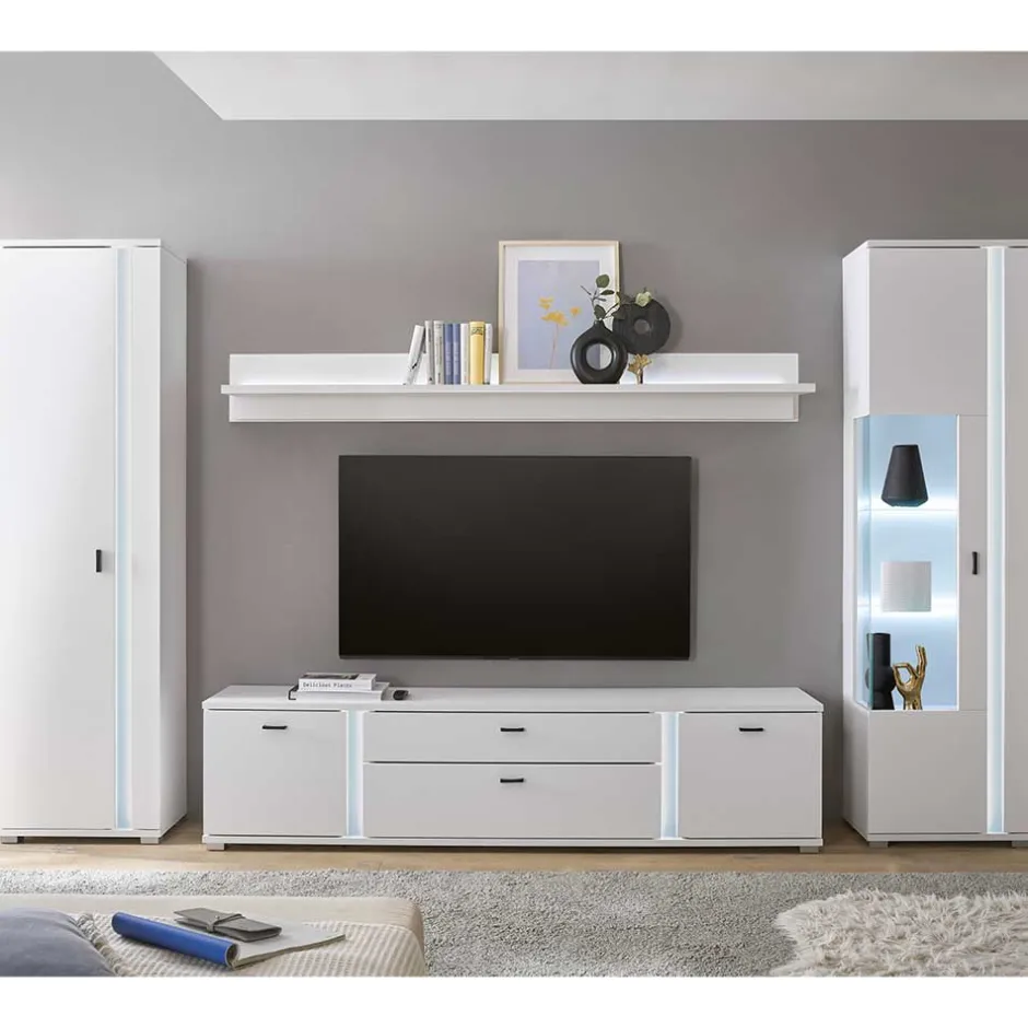 Pharao24 Fernseher Schrankwand Constantin> Wohnwand 300 Cm|Moderne Wohnwände