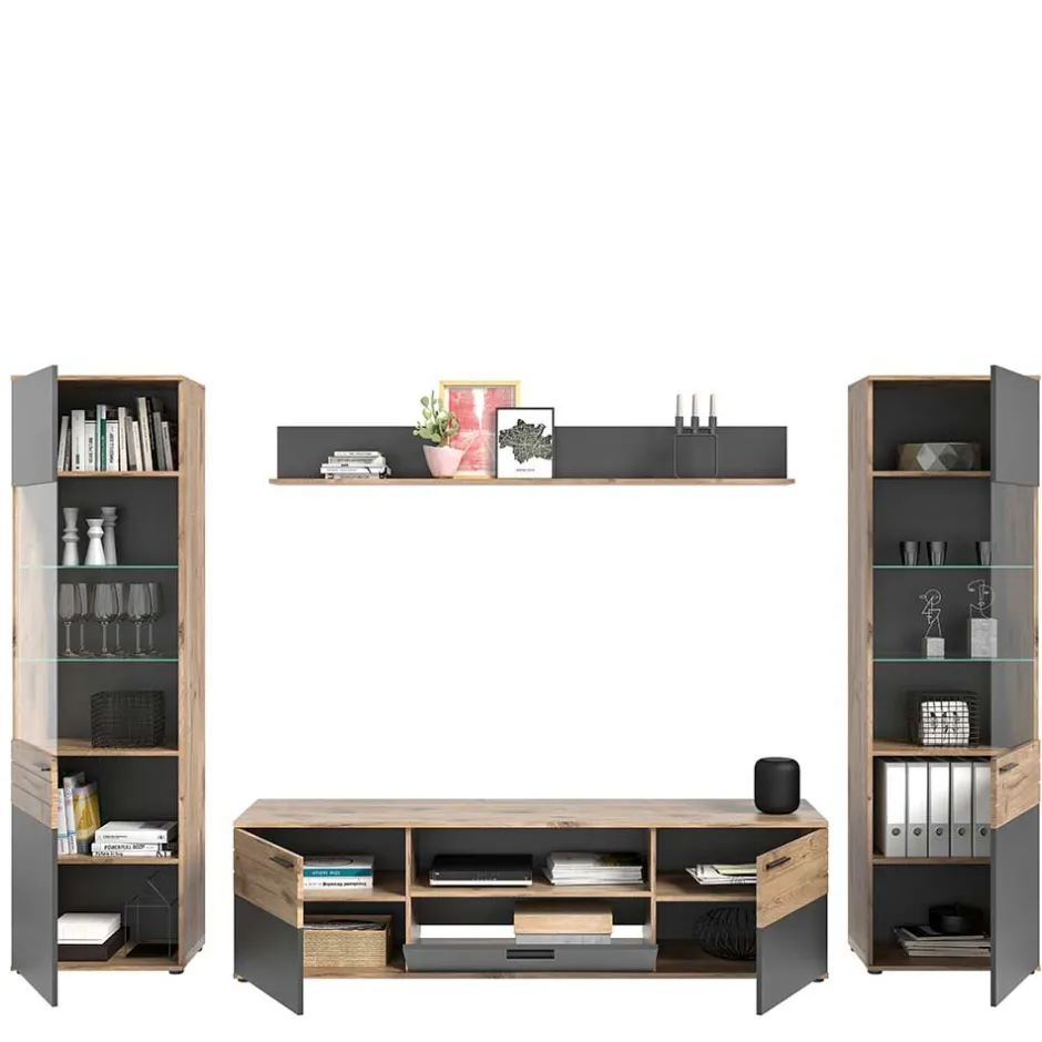 Wohnwand 300 Cm|Moderne Wohnwände*Pharao24 Fernseher Schrankwand Plestna