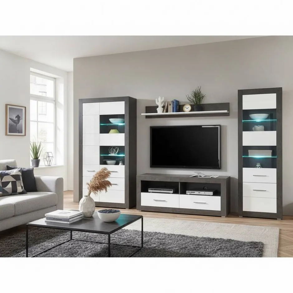 Moderne Wohnwände|Wohnwand 300 Cm*Pharao24 Fernseher Wohnwand Jains