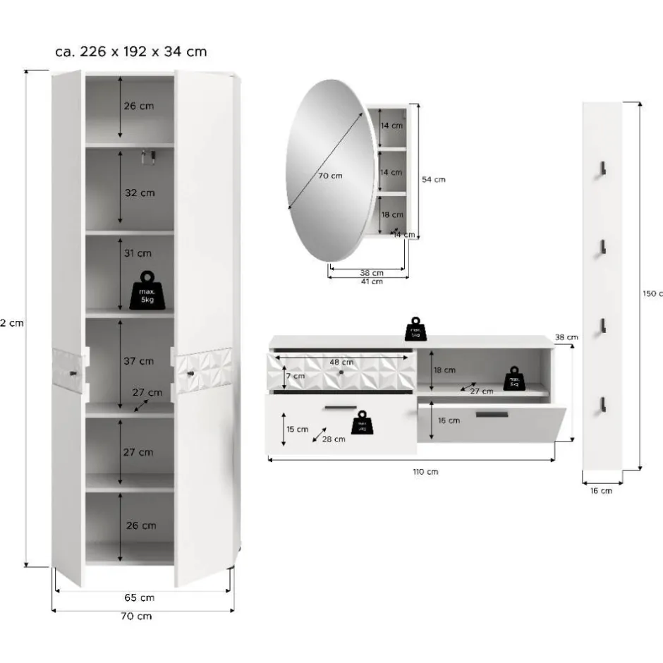 Garderobensets*Pharao24 Flurgarderobenset Meteora
