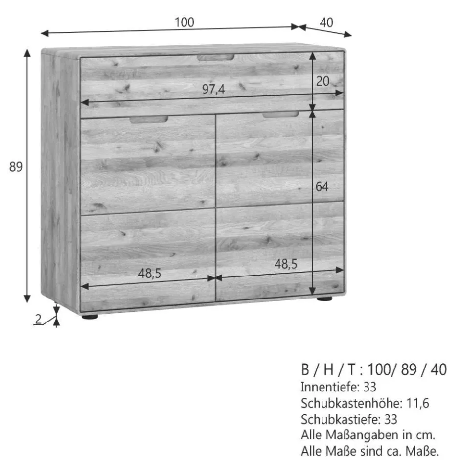 Küchenkommode|Massivholz Kommoden*Pharao24 Flurkommode Amra