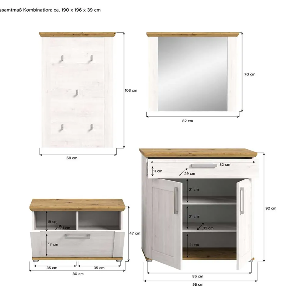 Garderobensets*Pharao24 Garderoben Set Simple