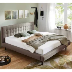 Polsterbetten*Pharao24 Gepolstertes Bett Hellbraun Olmidava