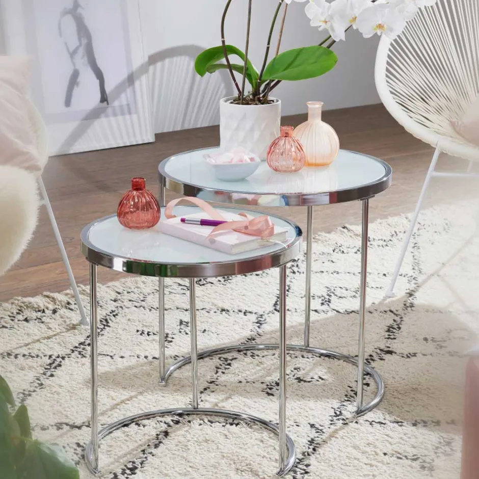 Pharao24 Glastisch Set Alicia> Beistelltische|Glastische