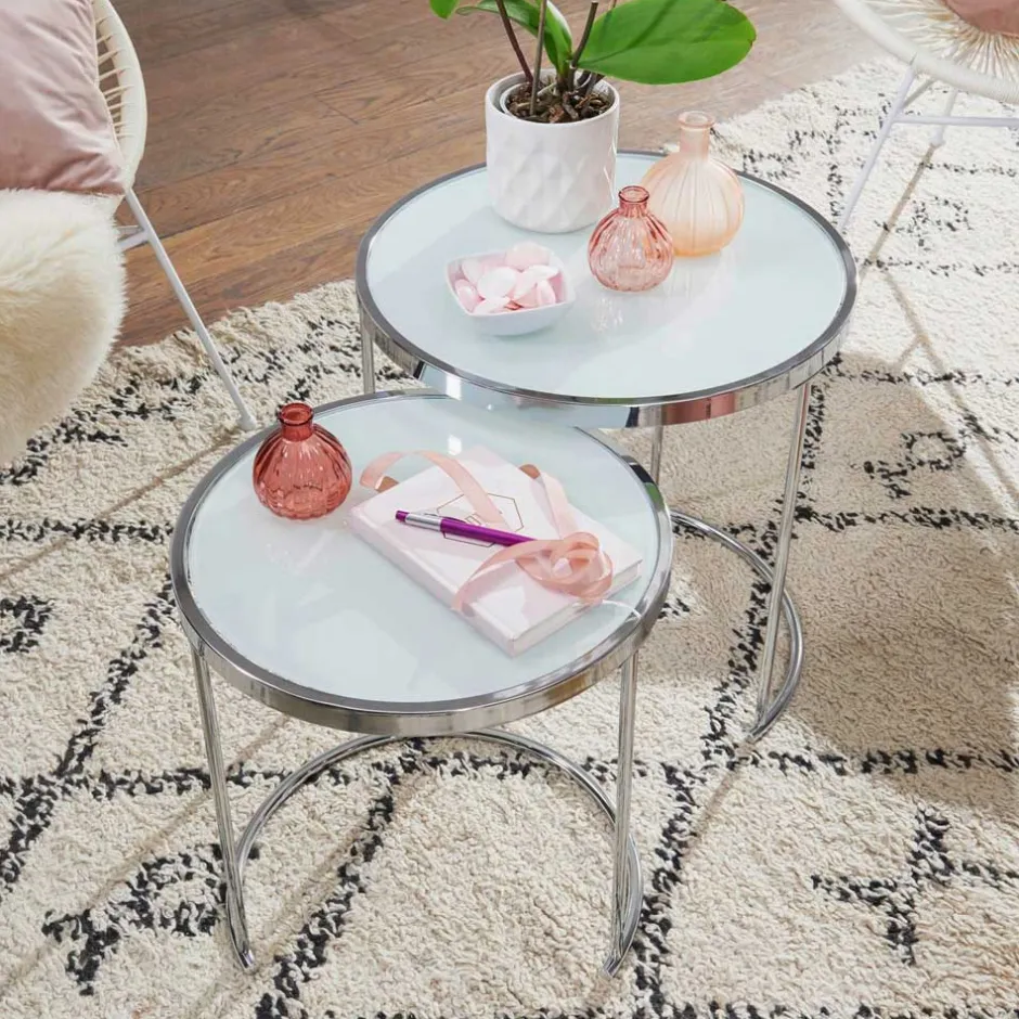 Pharao24 Glastisch Set Alicia> Beistelltische|Glastische