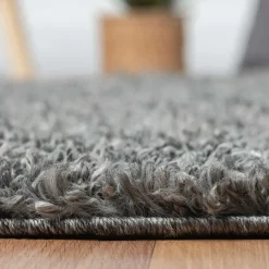 Teppiche*Pharao24 Grauer Hochflor Teppich Fachet