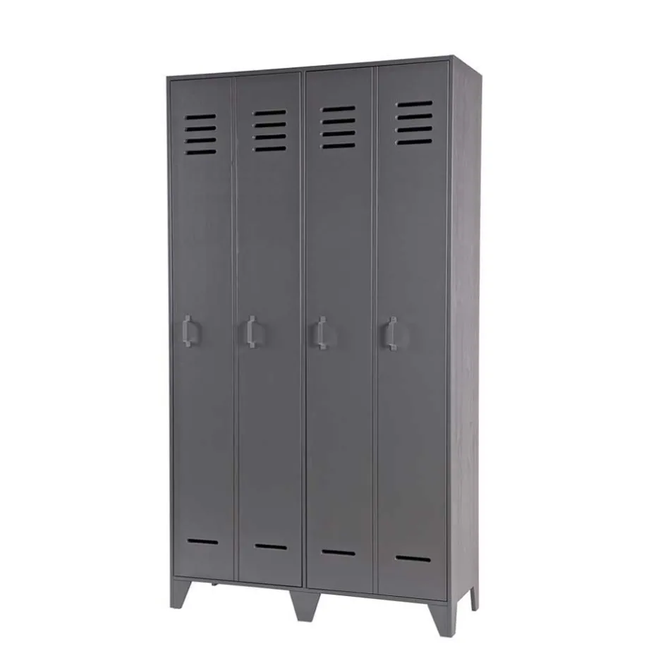 Pharao24 Grauer Spindschrank Leonora> Massivholzmöbel|Drehtürenschränke