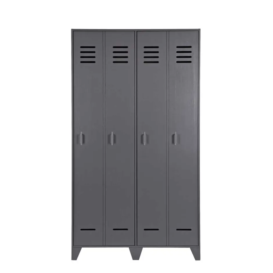 Pharao24 Grauer Spindschrank Leonora> Massivholzmöbel|Drehtürenschränke