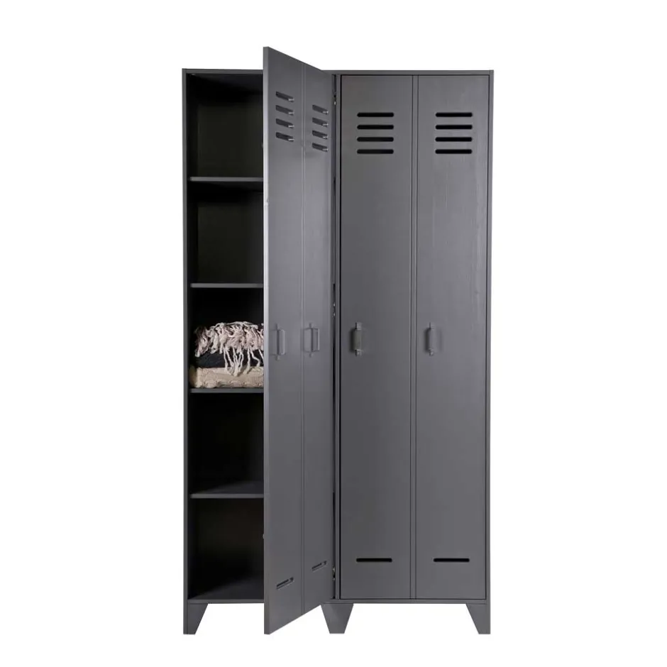 Pharao24 Grauer Spindschrank Leonora> Massivholzmöbel|Drehtürenschränke