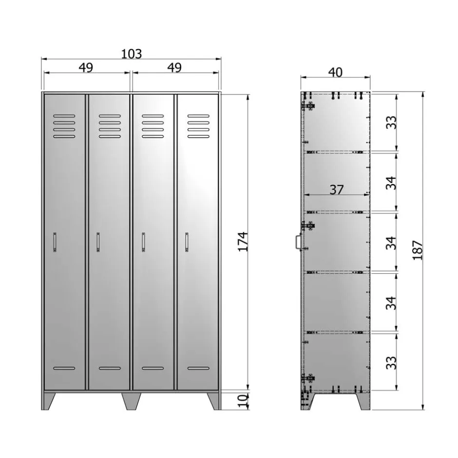 Pharao24 Grauer Spindschrank Leonora> Massivholzmöbel|Drehtürenschränke