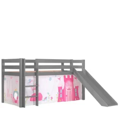 Kinderbetten|Kinderhochbetten*Pharao24 Graues Rutschhochbett Ethan