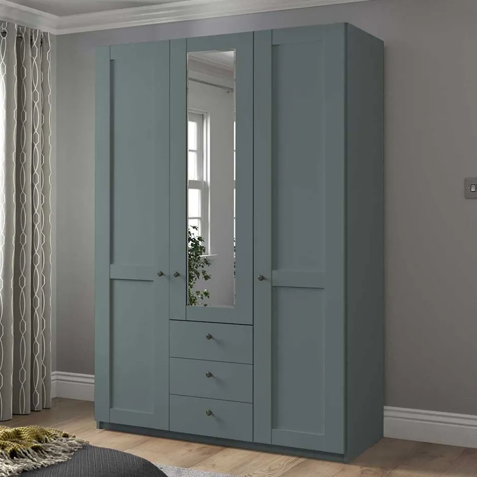 Pharao24 Graugrüner Kleiderschrank Forjan> Drehtürenschränke|Kleiderschränke