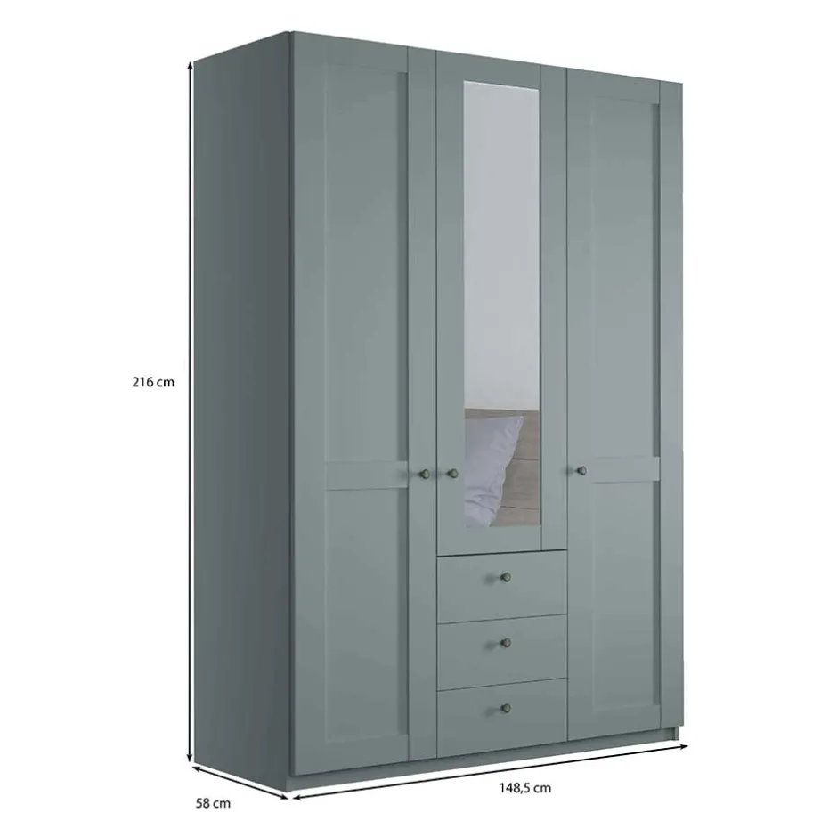 Pharao24 Graugrüner Kleiderschrank Forjan> Drehtürenschränke|Kleiderschränke