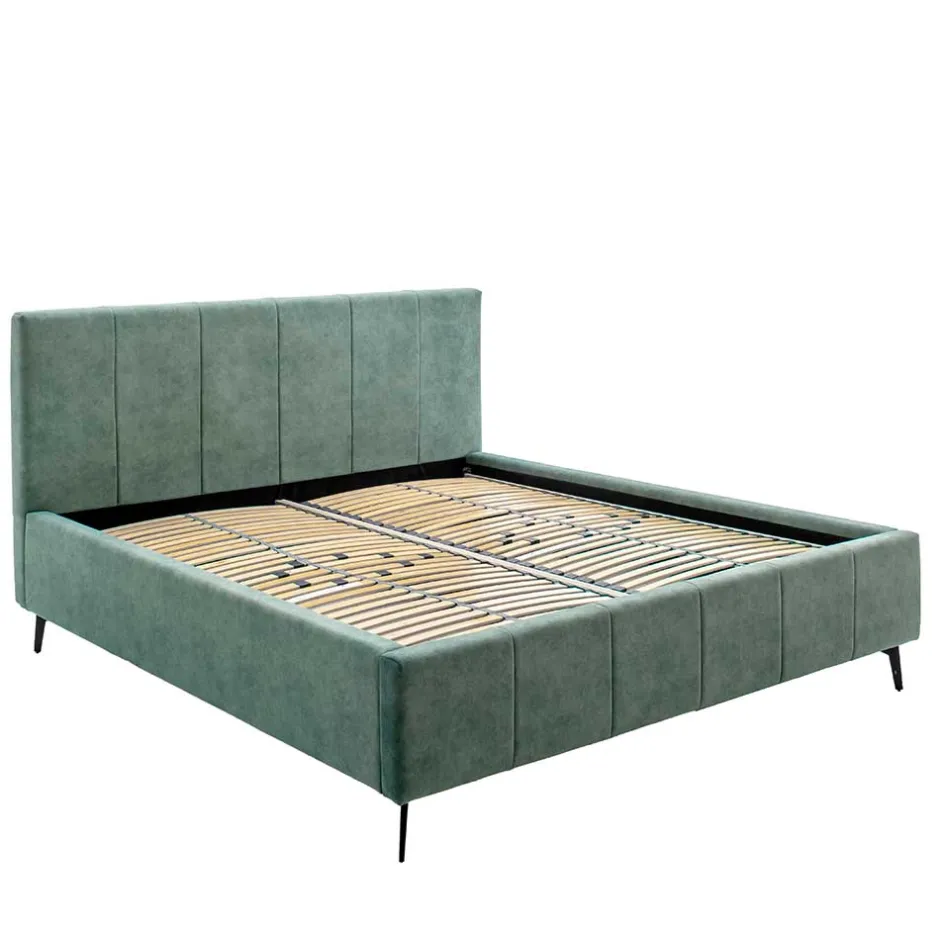 Funktionsbetten|Schubkastenbetten*Pharao24 Grünes Velours Polsterbett Marzo