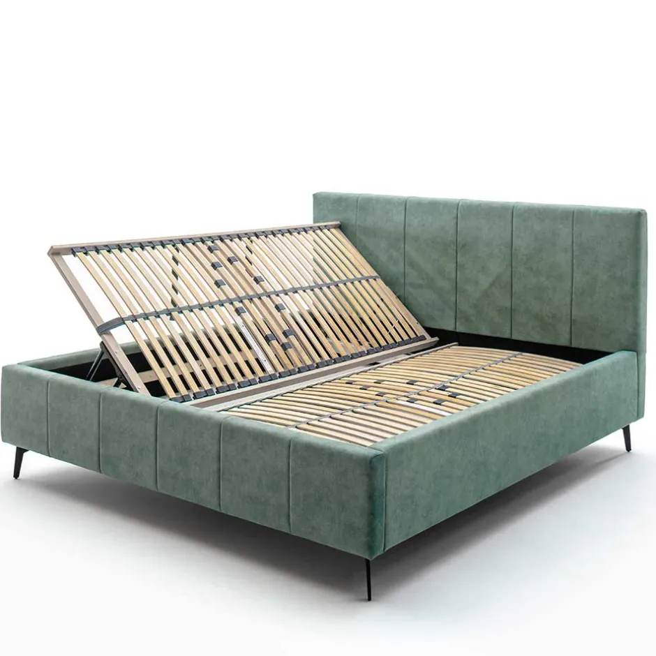 Funktionsbetten|Schubkastenbetten*Pharao24 Grünes Velours Polsterbett Marzo