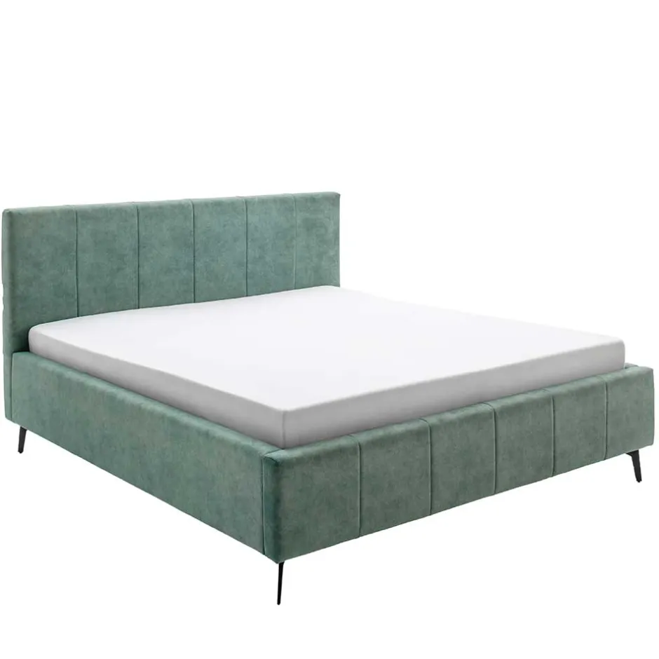 Funktionsbetten|Schubkastenbetten*Pharao24 Grünes Velours Polsterbett Marzo