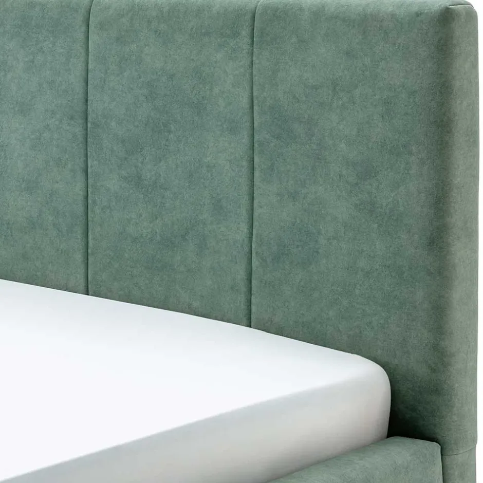 Funktionsbetten|Schubkastenbetten*Pharao24 Grünes Velours Polsterbett Marzo